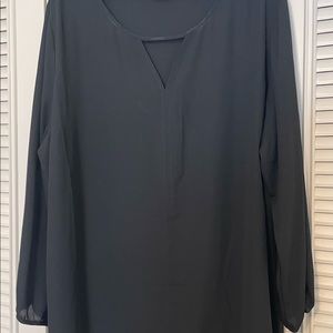 Black Blouse w/Keyhole Neck Detail